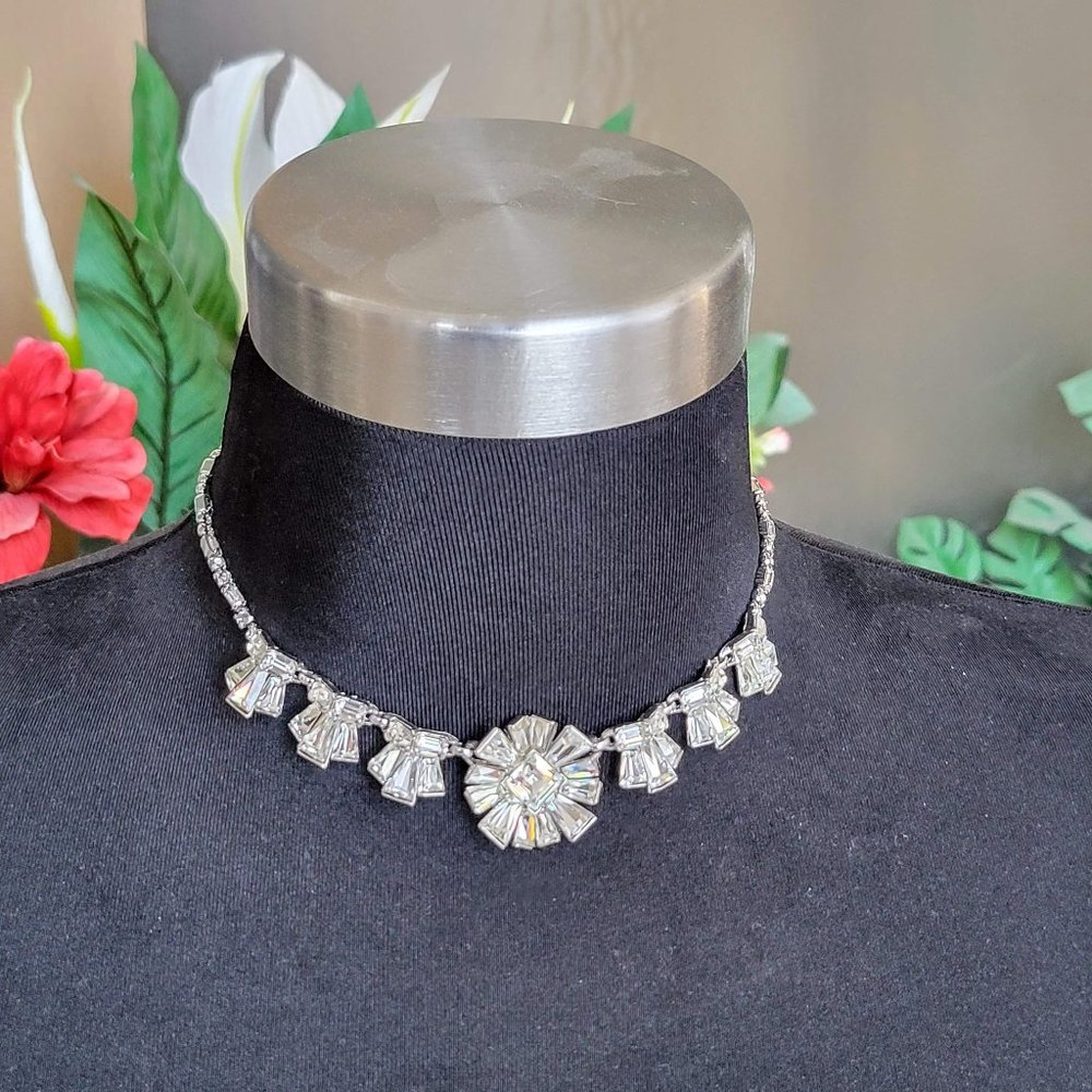 Stunning Bogoff Sparkling Clear Rhinestone Necklace Bridal Jewelry
